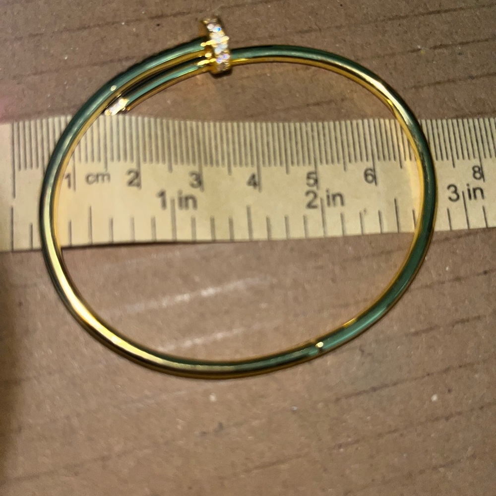 Nail Bangle Bracelet with Stone